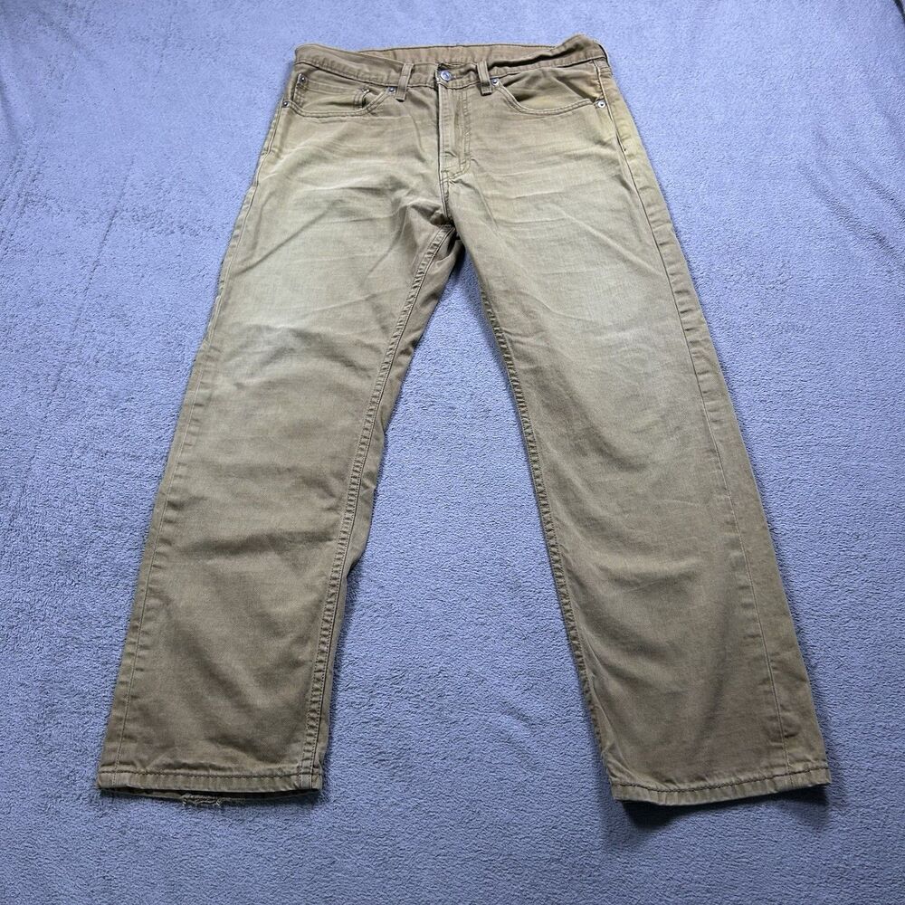 Levi's 505 Straight Leg Pants Mens 34x30 Tan Khaki Brown Denim Jeans Workwear